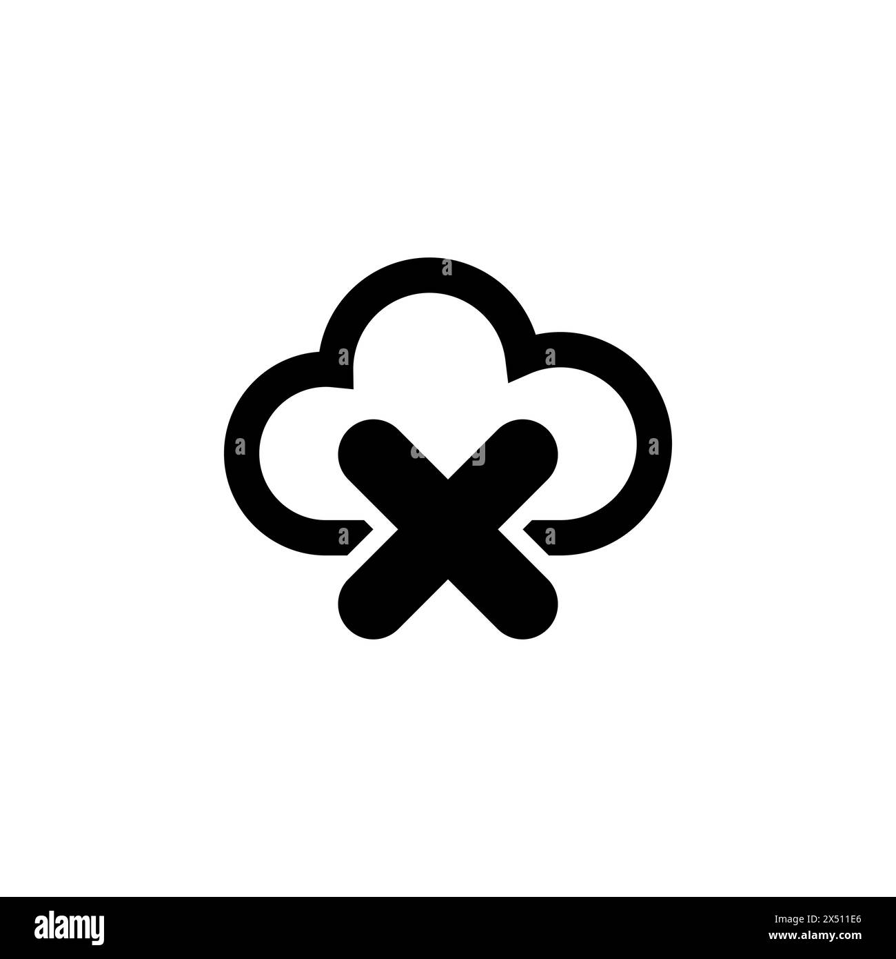 Icona vettoriale piatta Access Cloud Data Denied (accesso negato ai dati cloud) Simbolo solido semplice isolato su sfondo bianco. Access Cloud Data Denied Sign Design template per Web e. Illustrazione Vettoriale