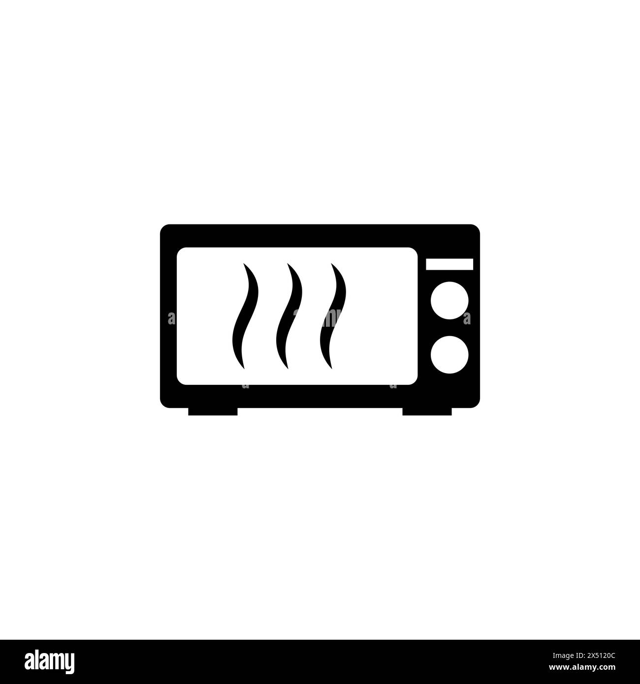 Icona del vettore piatto del forno a microonde. Simbolo solido semplice isolato su sfondo bianco. Modello di design per la firma del forno a microonde per l'elemento dell'interfaccia utente mobile e Web Illustrazione Vettoriale