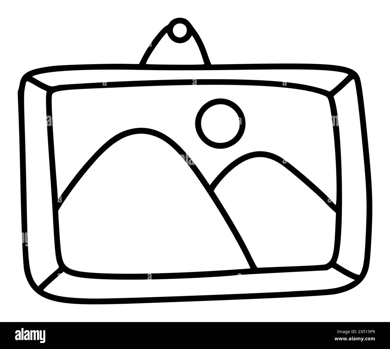 Icona della galleria di linee vettoriali correlate all'immagine semplice disegnata a mano. Stile doodle. Per il web design, libri per bambini Illustrazione Vettoriale