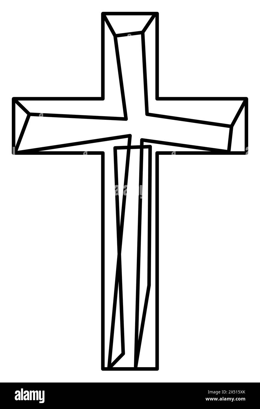 Croce di crocifisso cristiano. Semplice icona del logo del simbolo cristiano della chiesa di Gesù. Segno vettoriale della fede cattolica, religiosa e ortodossa Illustrazione Vettoriale