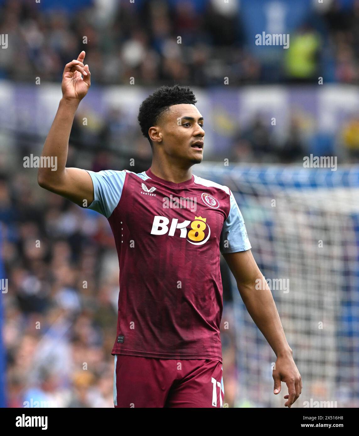 Ollie Watkins dell'Aston Villa durante la partita di Premier League tra Brighton e Hove Albion e Aston Villa all'American Express Stadium di Brighton, Regno Unito - 5 maggio 2024 foto Simon Dack / Telephoto Images. Solo per uso editoriale. Niente merchandising. Per le immagini di calcio si applicano restrizioni fa e Premier League inc. Non è consentito l'utilizzo di Internet/dispositivi mobili senza licenza FAPL. Per ulteriori dettagli, contattare Football Dataco Foto Stock