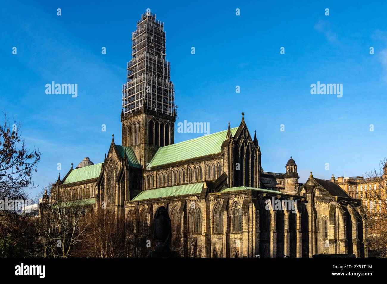Vista esterna della Cattedrale di Glasgow. Scozia, Regno Unito. La cattedrale di Glasgow è la cattedrale più antica della Scozia continentale Foto Stock