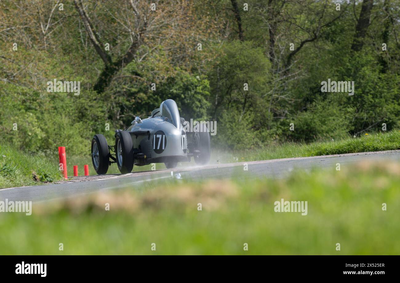 Auto d'epoca open top che gareggiano nei V.S.C.C. Curborough Speed Trials, Curborough Sprint Course, Lichfield, Inghilterra, Regno Unito. Foto Stock