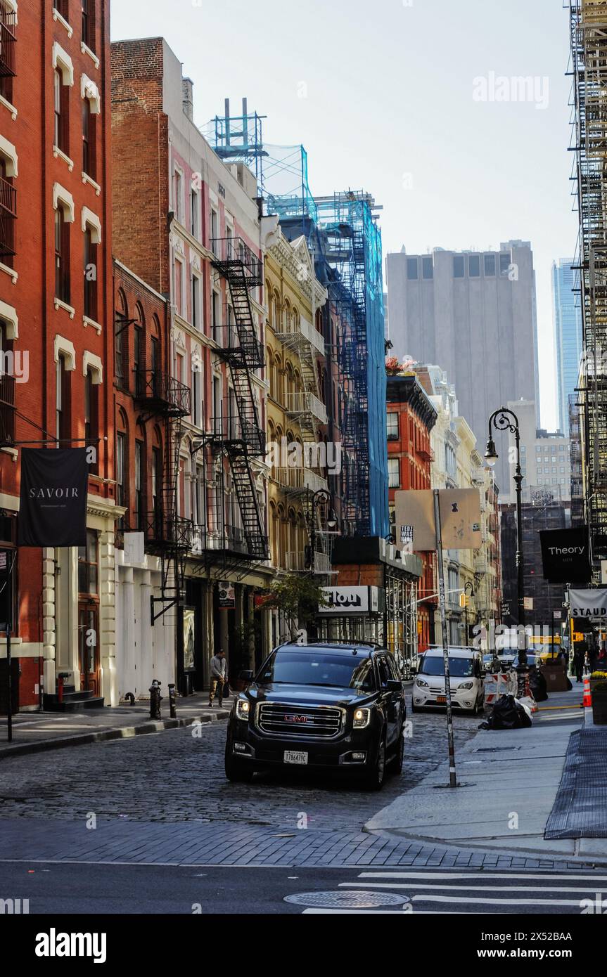 Chic Vibes in Greene Street, nel cuore di Soho, New York Foto Stock