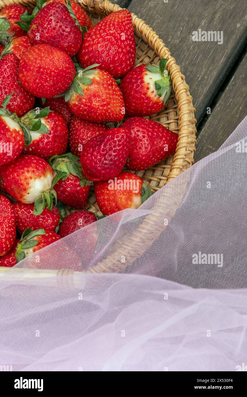 Il momento migliore per mangiare le fragole è la prima cosa al mattino e a stomaco vuoto Foto Stock