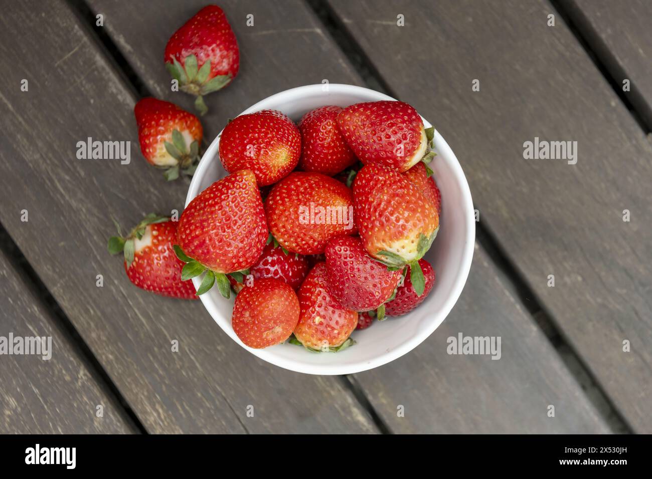 Un adulto sano ha bisogno di 80 milligrammi di vitamina C al giorno e 100 grammi di fragole quasi completamente soddisfano le raccomandazioni quotidiane Foto Stock