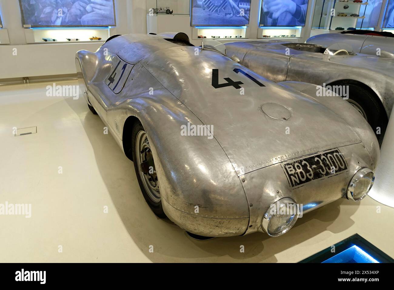 PETERMAX Mueller WELTREKORDWAGEN, auto da corsa storica in un museo con inizio numero 4 sulla carrozzeria, AUTOMUSEUM PROTOTYP, Amburgo Foto Stock