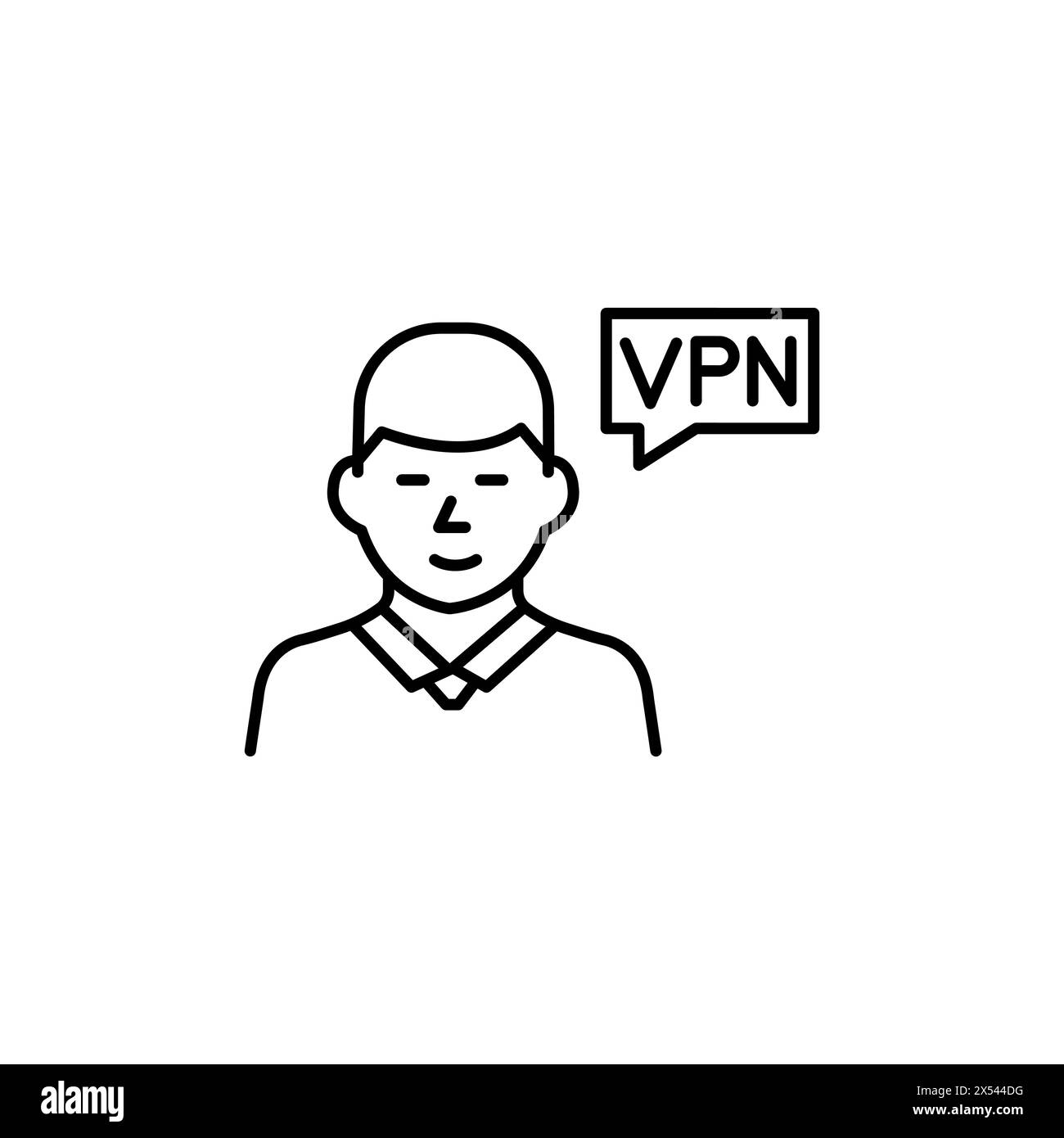 Utente VPN. Modello vettoriale art linea icona concept Illustrazione Vettoriale