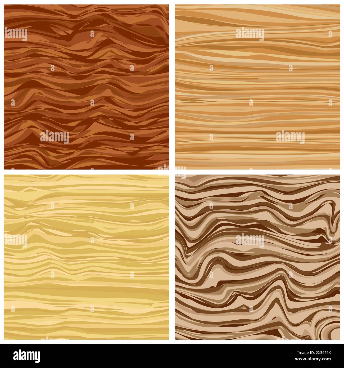 Set di quattro texture in legno astratto con design piatto. Illustrazione vettoriale Illustrazione Vettoriale