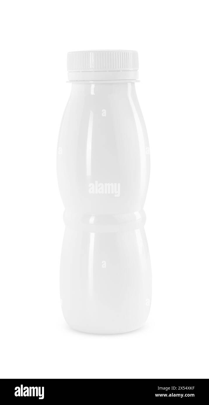 Gustoso yogurt in bottiglia isolato su bianco Foto Stock
