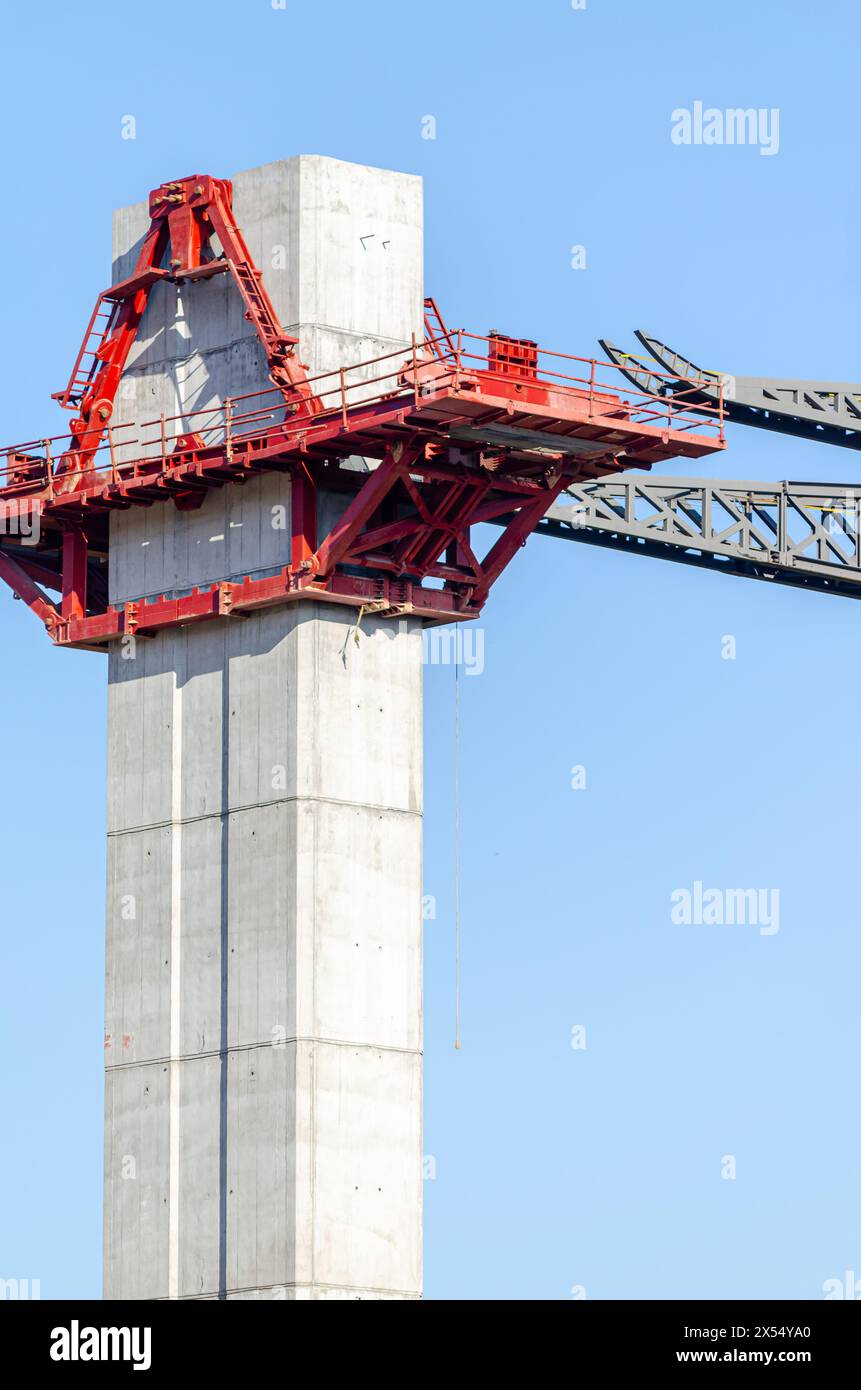 dettaglio di un ponte in fase di costruzione, progettazione e costruzione Foto Stock