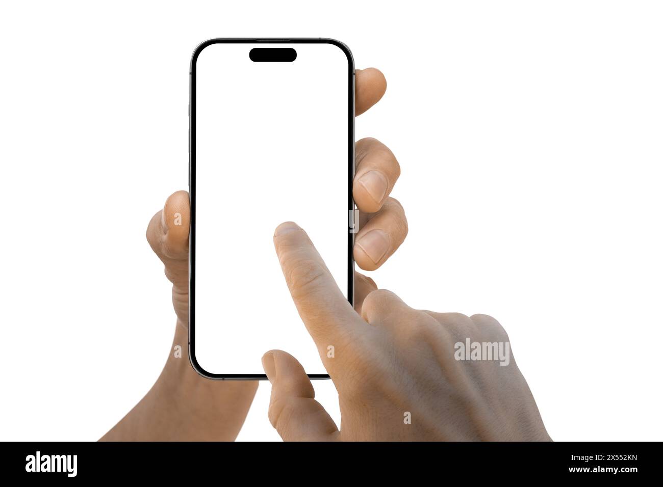 un telefono in mano Foto Stock