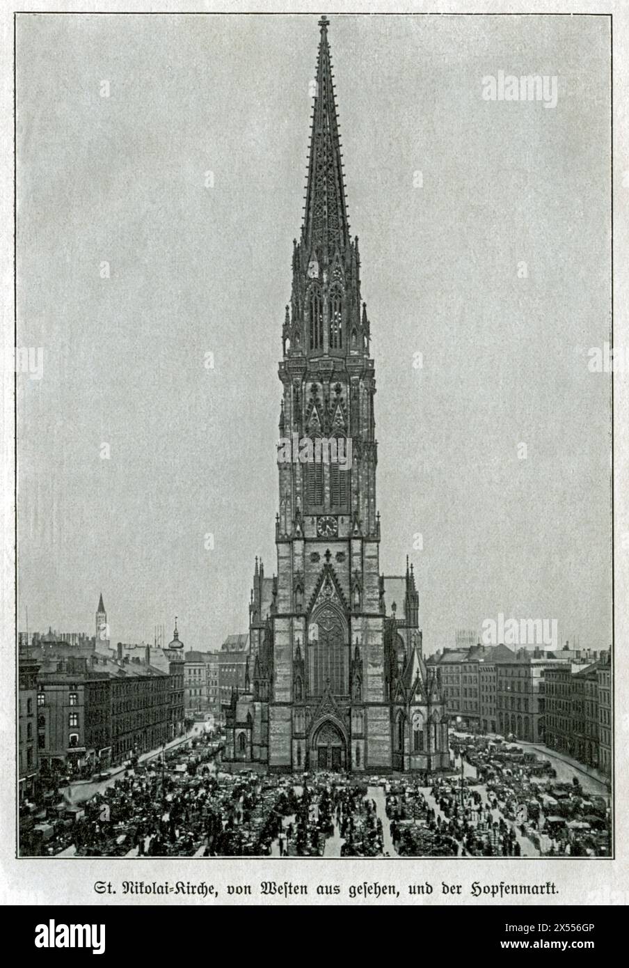 Geografia / viaggi, Germania, Amburgo, Chiesa di San Nicola e mercato Hopfen, giorno del mercato, COPYRIGHT DELL'ARTISTA NON DEVONO ESSERE CANCELLATI Foto Stock