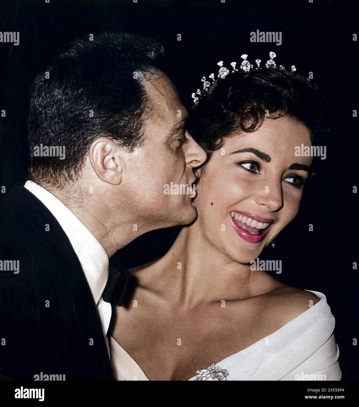 Taylor, Elizabeth (Liz), 27.2.1932 - 23.3,2011, attrice americana, ritratto, con il marito Mike Todd, ULTERIORI DIRITTI-AUTORIZZAZIONE-INFORMAZIONI-NON-DISPONIBILI Foto Stock