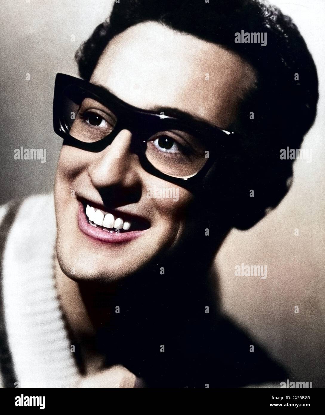 Holly, Buddy, 7.9.1936 - 3,2.1959, musicista americano, ritratto, CIRCA 1956, INFORMAZIONI-DIRITTI-SUPPLEMENTARI-AUTORIZZAZIONE-NON-DISPONIBILI Foto Stock