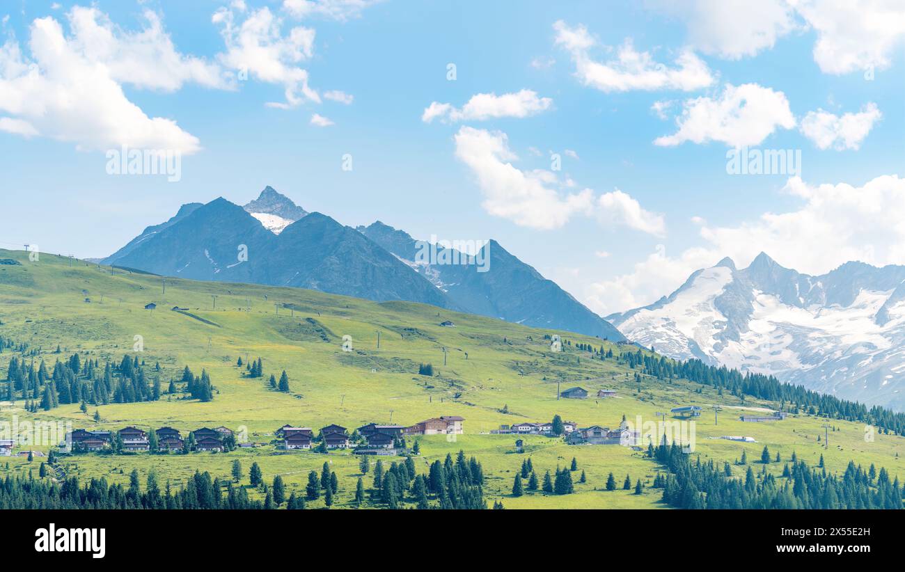 La regione di Wildschönau, in Austria, si trova in una remota valle alpina a circa mille metri di altitudine sulle pendici occidentali delle Alpi di Kitzbühel Foto Stock