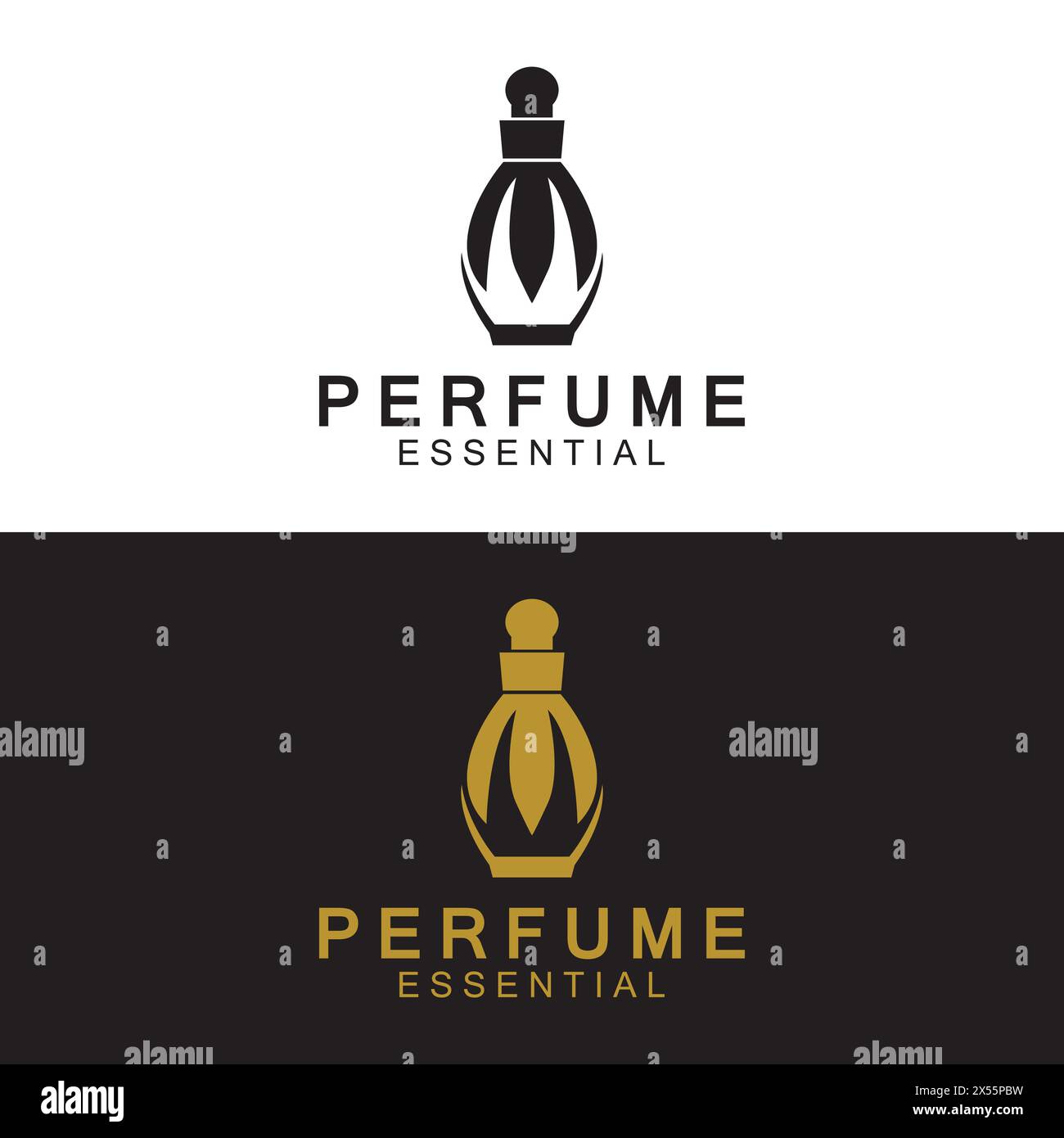 Design con logo Luxury Perfume per negozi di cosmetici e profumi Vector Illustrazione Vettoriale