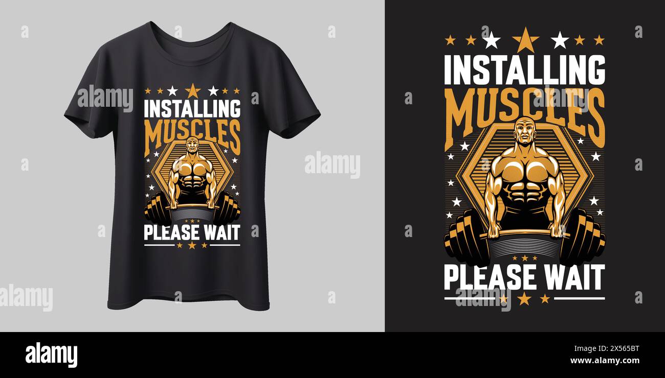 Installazione della maglietta Muscle fitness Illustrazione Vettoriale
