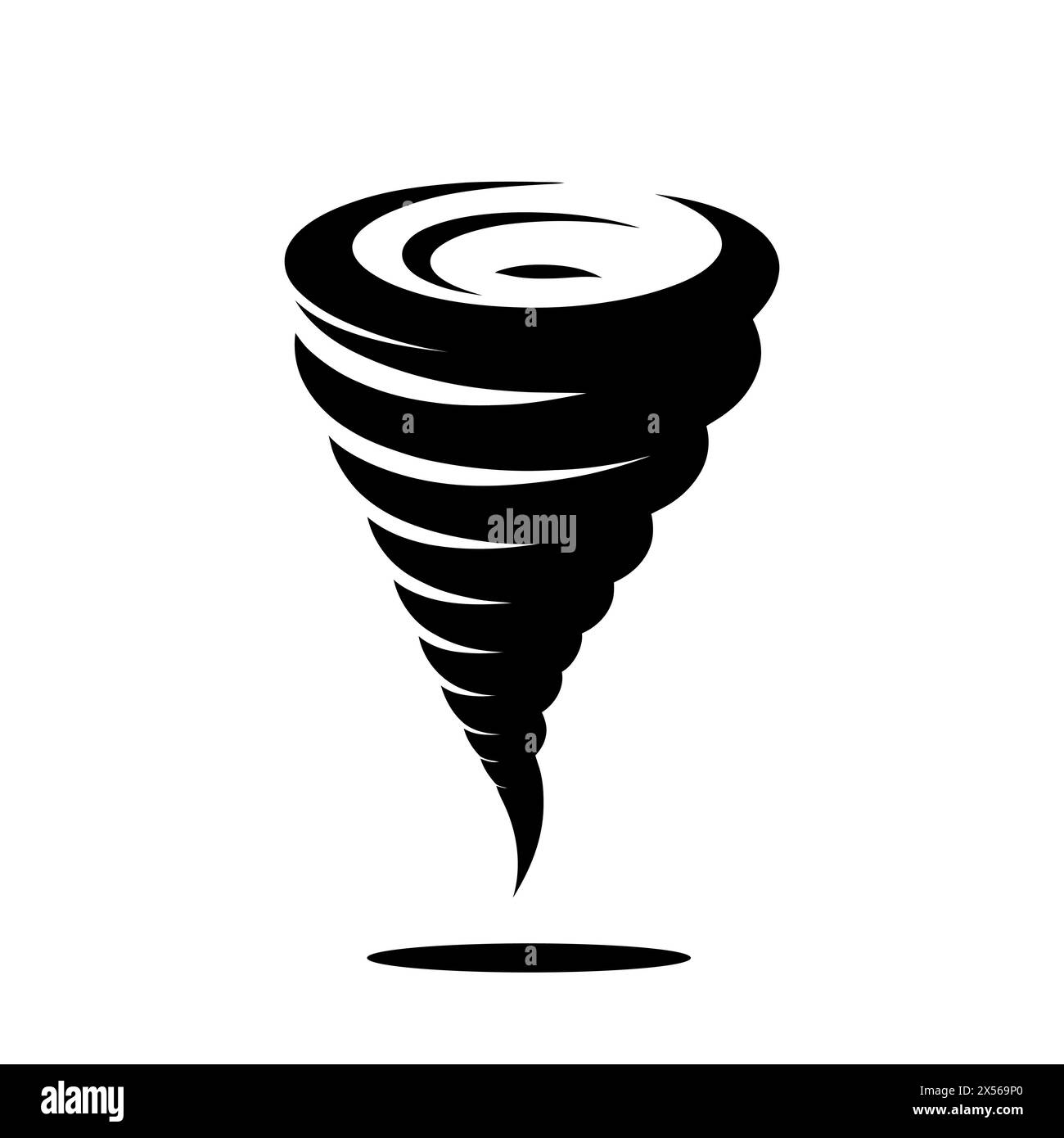 Icona tornado. Simbolo dell'uragano. Icona tifone nero isolata Illustrazione Vettoriale