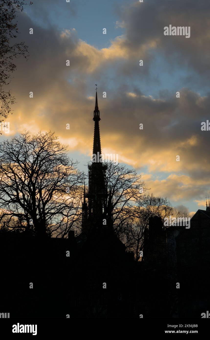 Campanile della chiesa di Saint-Maclou a Rouen. Stile gotico. Normandia Foto Stock