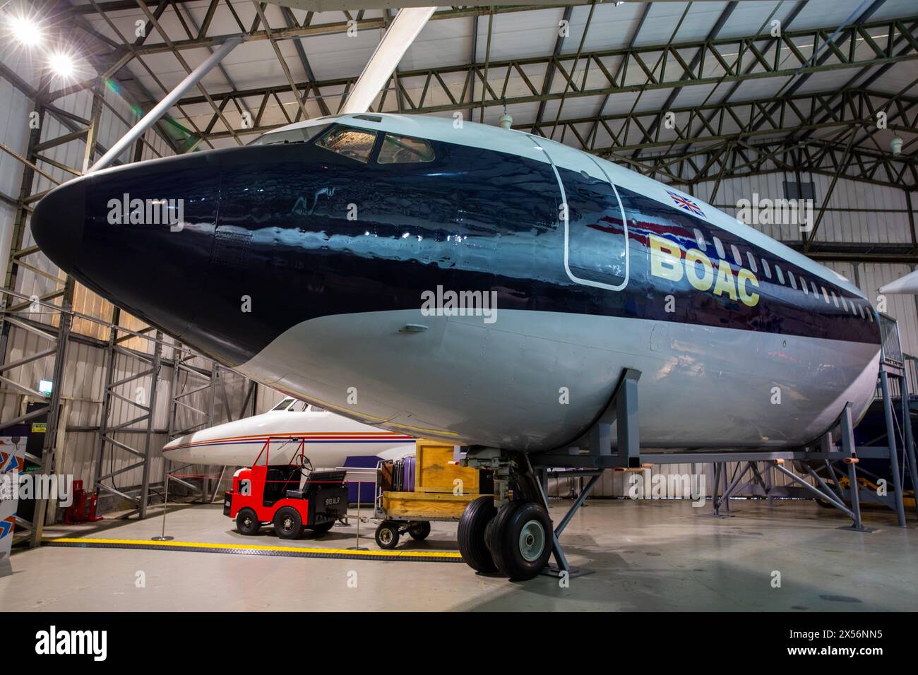 Parte della fusoliera di un Boeing 707 al Museum of Flight, East Fortune, East Lothian, Scozia, Regno Unito Foto Stock