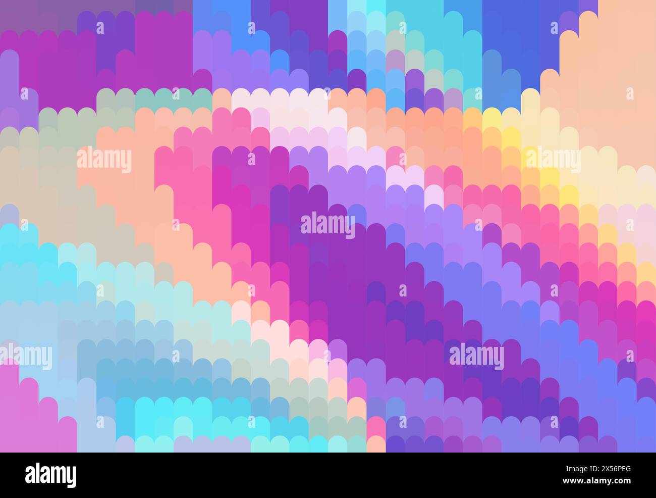 Motivo astratto con strisce verticali multicolore con estremità arrotondate. Sfondo grafico vettoriale Illustrazione Vettoriale