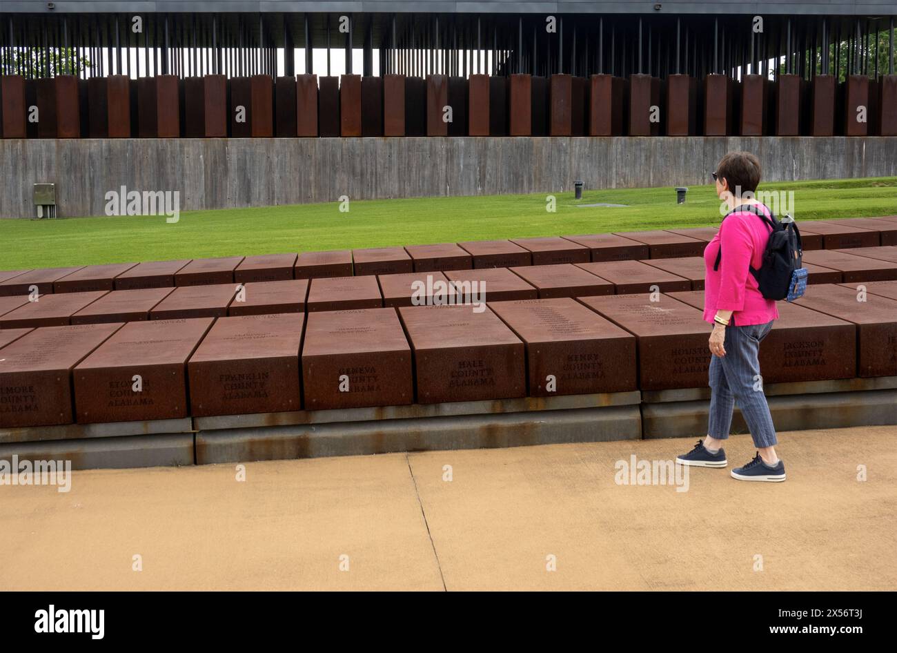 Il National Memorial for Peace and Justice di Montgomery, Alabama Foto Stock