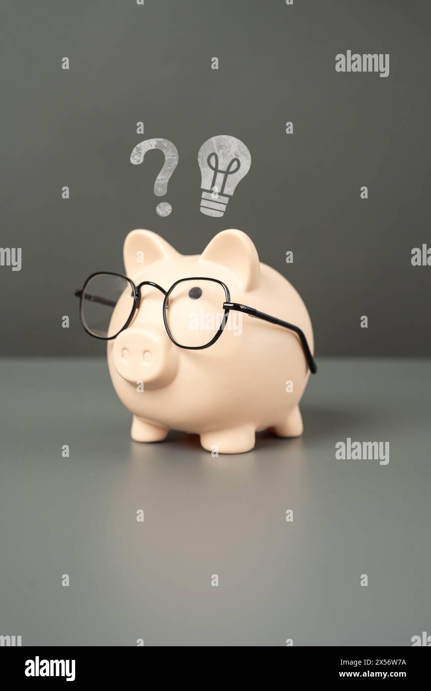 Un'idea per il business e gli investimenti. Investite in una startup. Contabilità e revisione. Per guadagnare soldi. Depositi e investimenti. Pianificazione finanziaria e litera Foto Stock