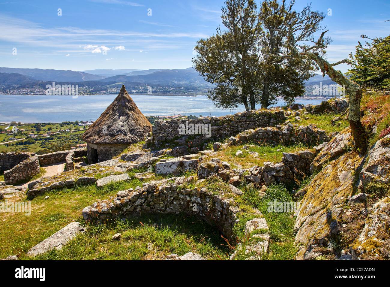 Villaggio Celtico, Santa Tecla mountain, Castro di Santa Trega, Guarda, Pontevedra, Galizia, Spagna Foto Stock