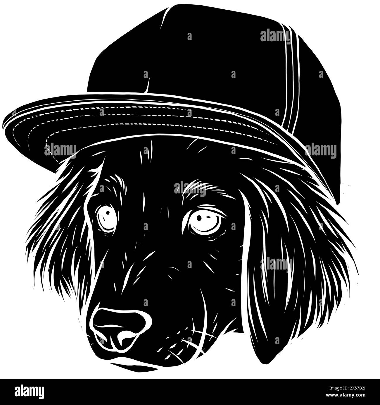 grazioso ritratto di un cane su sfondo nero immagine vettoriale Illustrazione Vettoriale