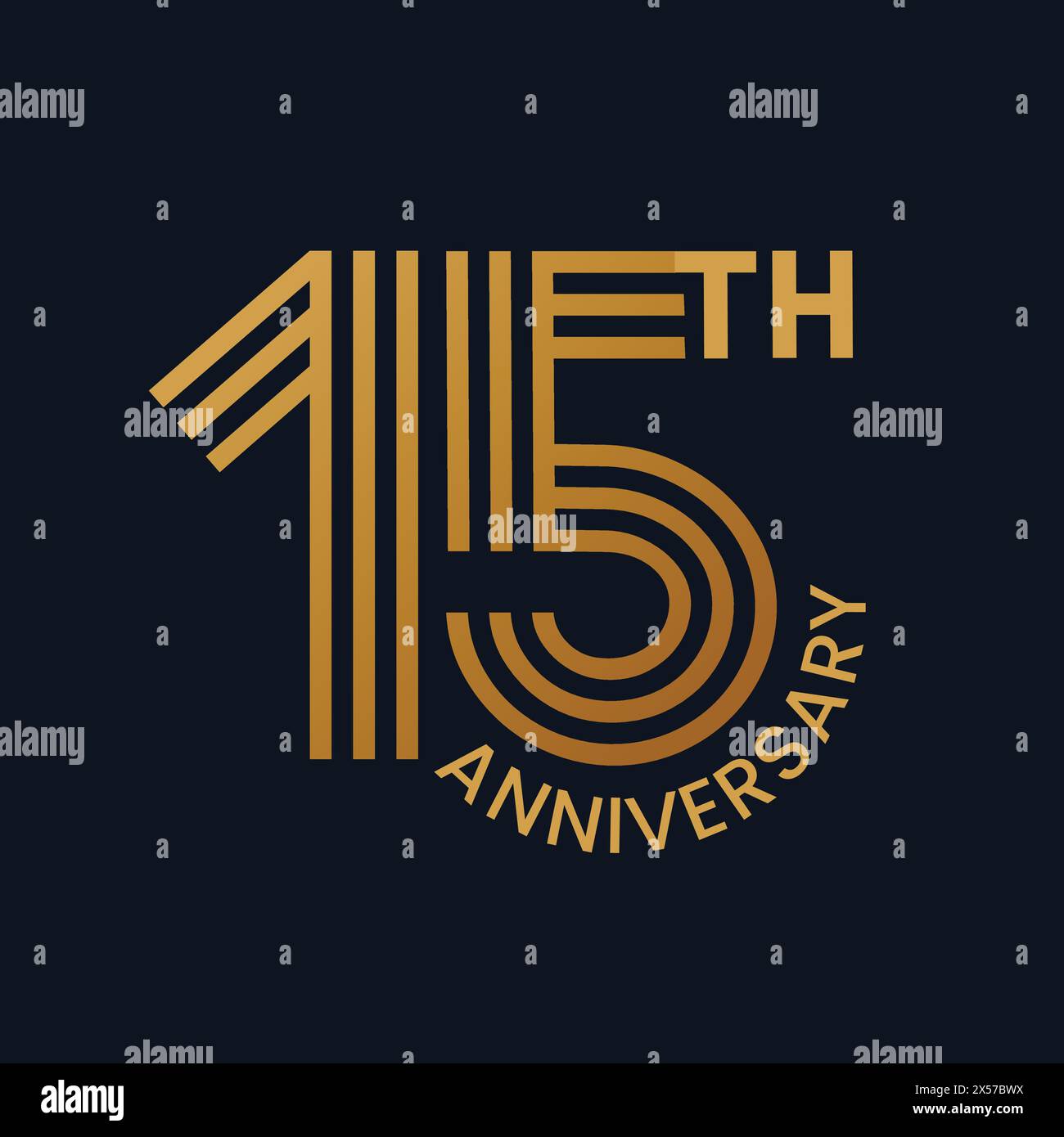 design del logo per il 15° anniversario. badge per il 15° anniversario con nastro. Firma e simbolo per festeggiare il compleanno dell'azienda o dell'azienda. Azienda sì Illustrazione Vettoriale