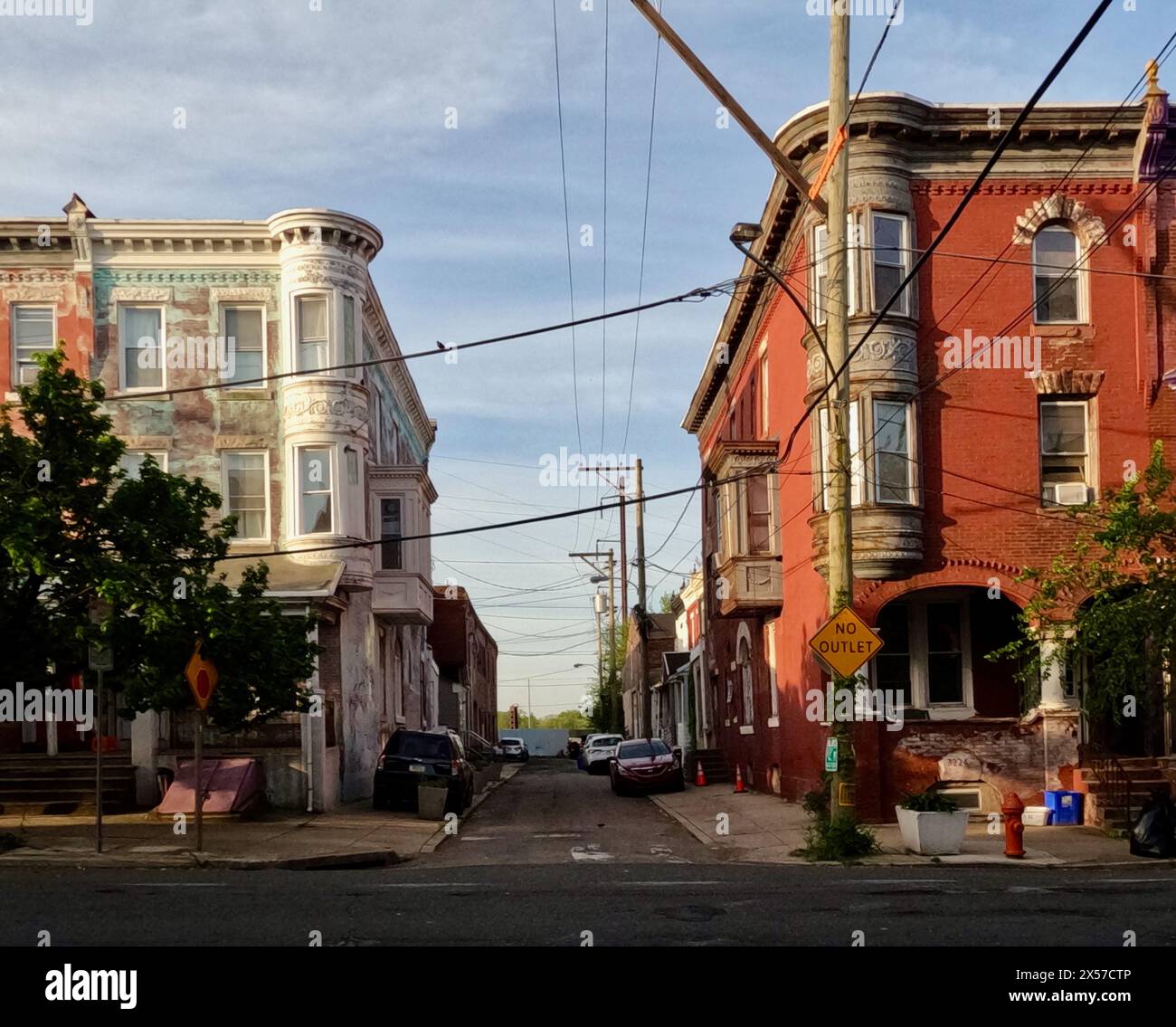 Case a Filadelfia, in zona Strawberry Mansion a Natrona e Oxford Street. Foto Stock