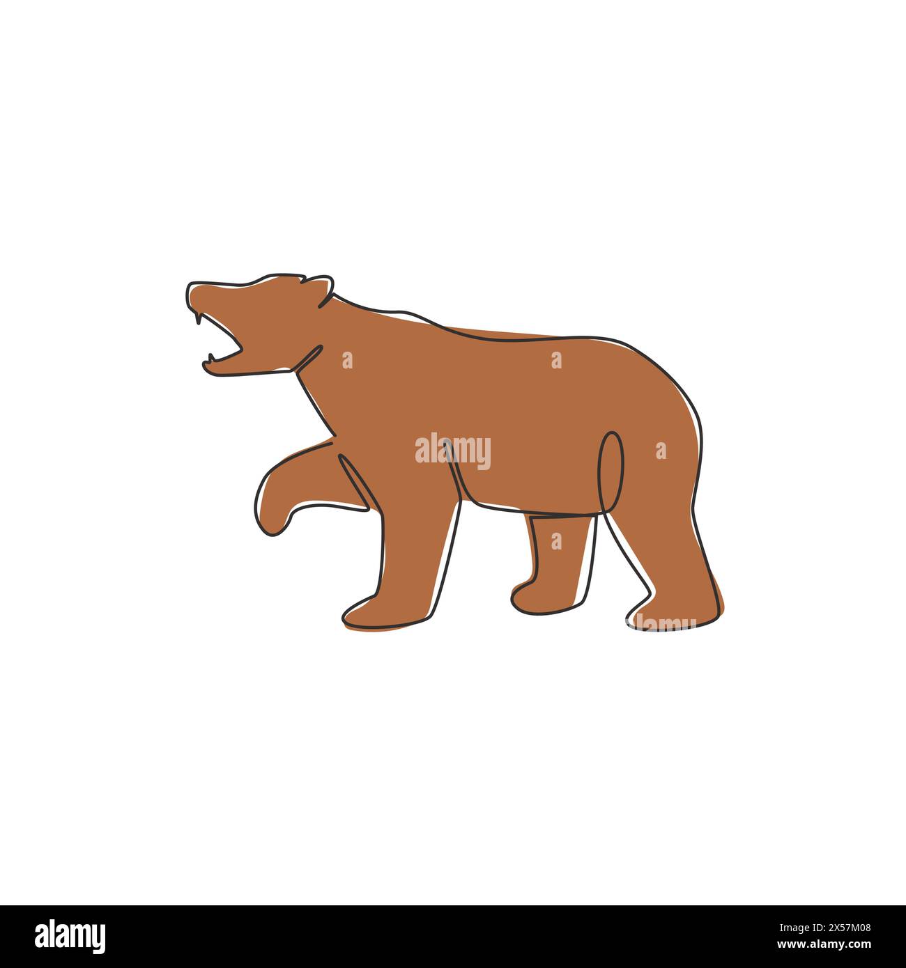 Un disegno continuo di un elegante orso per l'identità del logo aziendale. Concetto di business Icon dalla forma di animale da mammifero selvatico. Tendenza linea singola Draw gr Illustrazione Vettoriale