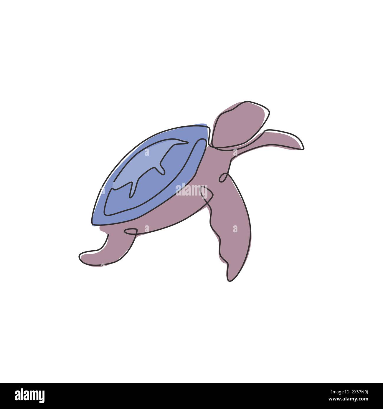Disegno a linea singola continua di tartaruga grande per l'identità del logo della corporazione marina. Concetto di mascotte per rettili di grandi dimensioni tartarughe per logotipo aziendale. Illustrazione Vettoriale