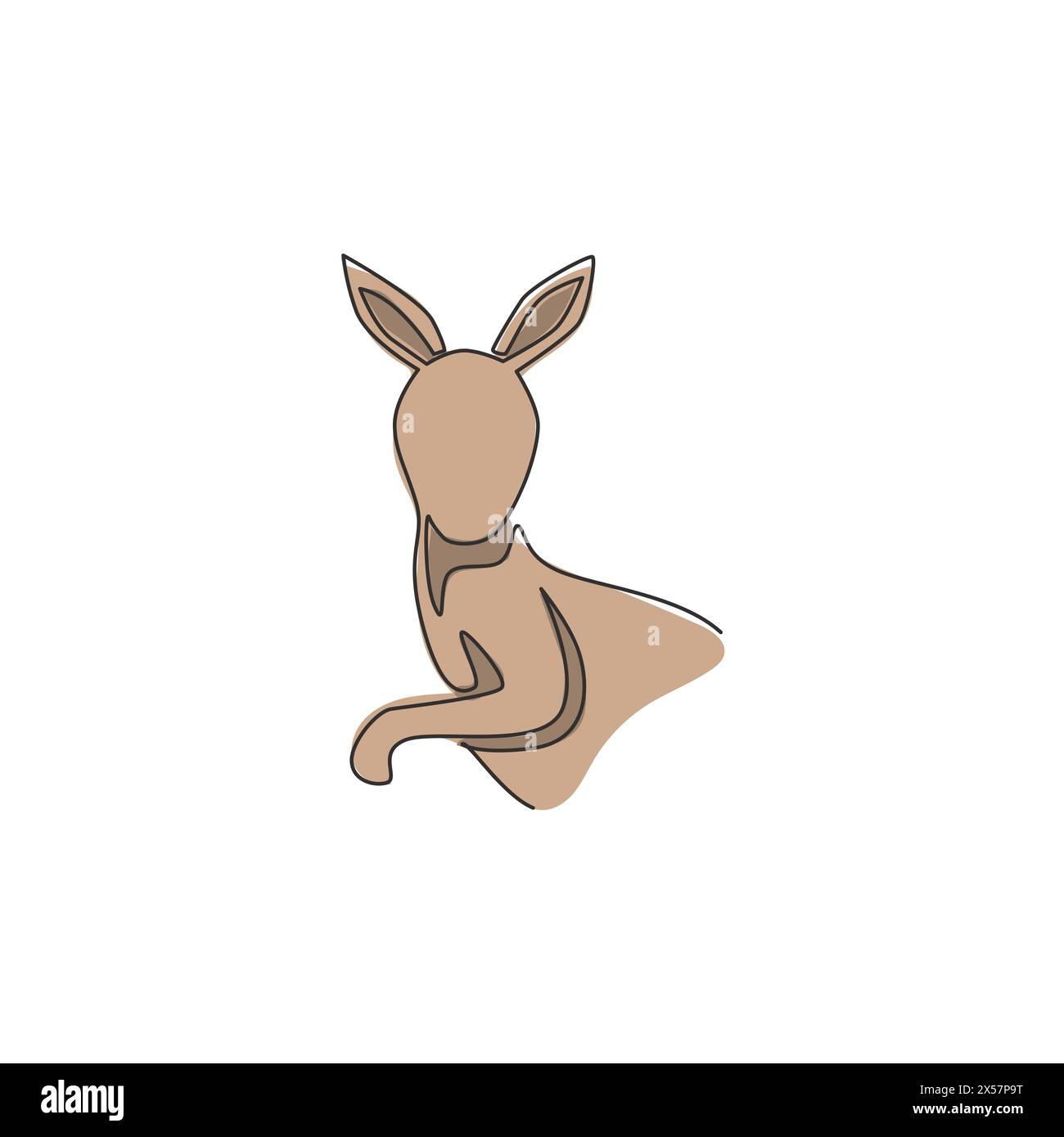 Un disegno continuo di una divertente testa di canguro per l'identità del logo dello zoo nazionale. Il concetto di mascotte di wallaby dall'Australia per il parco di conservazione Illustrazione Vettoriale