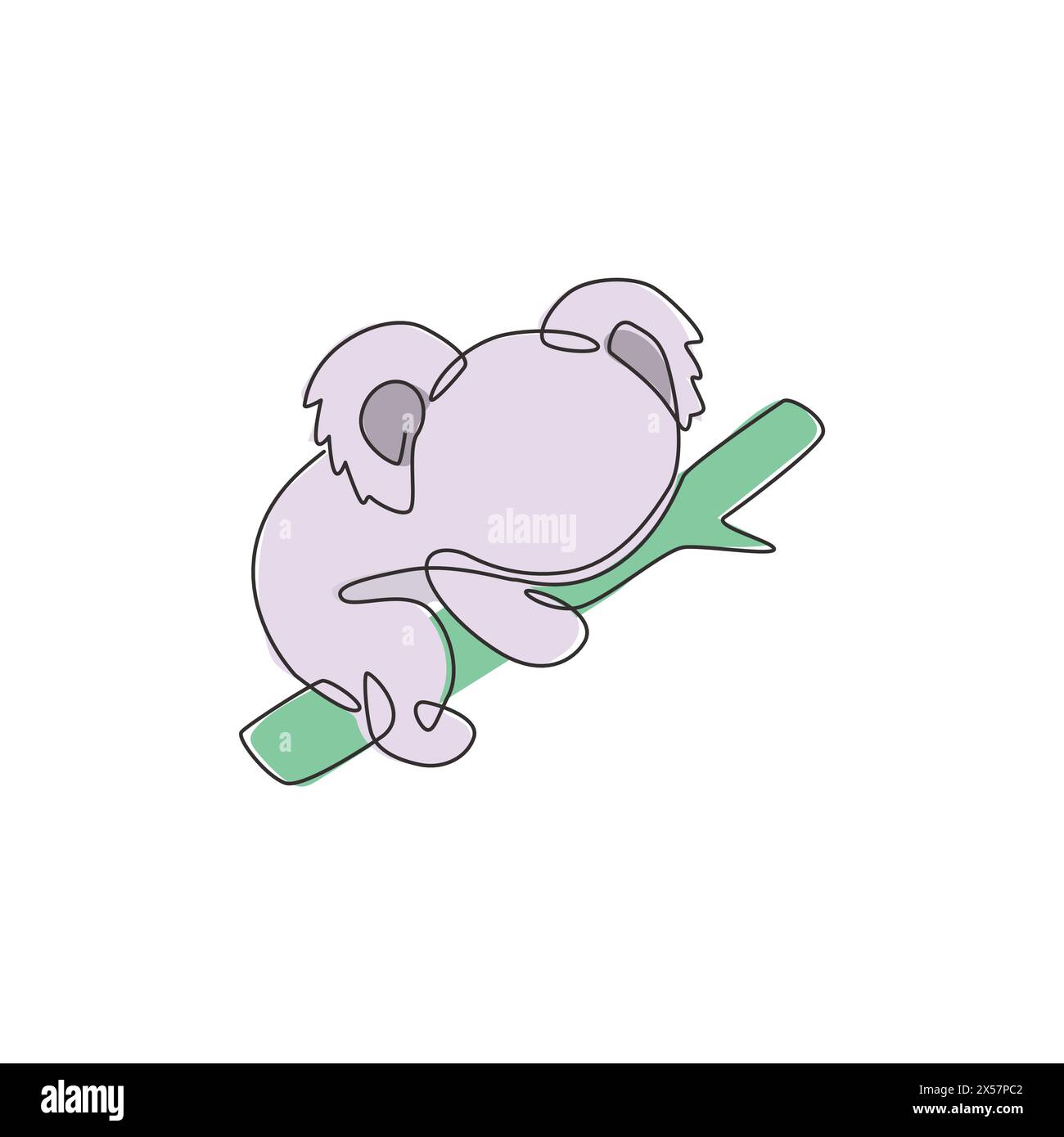 Disegno a linea singola di divertente koala per bambini logo negozio di giocattoli. Il concetto di mascotte dell'orso australiano per l'icona del parco nazionale. Moder Illustrazione Vettoriale