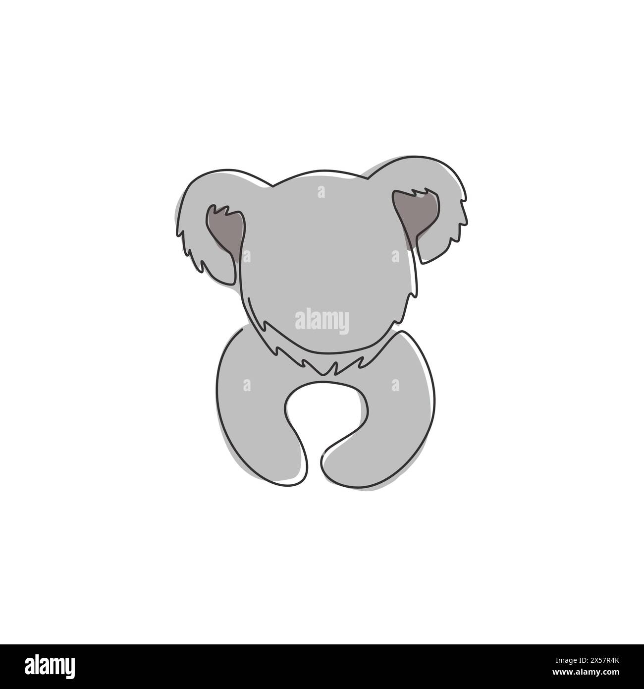 Disegno a linea singola di divertente testa di koala per bambini giocattoli negozio identità logo. Il concetto di mascotte dell'orso australiano per l'icona del parco nazionale. Illustrazione Vettoriale
