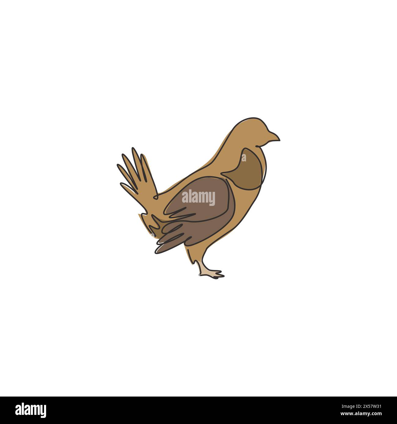 Un disegno continuo di un uccellino divertente per l'identità del logo dell'organizzazione. Concetto di mascotte per sparare al gabbiano guidato per l'icona dell'uccello del gioco. Cantate in stile moderno Illustrazione Vettoriale