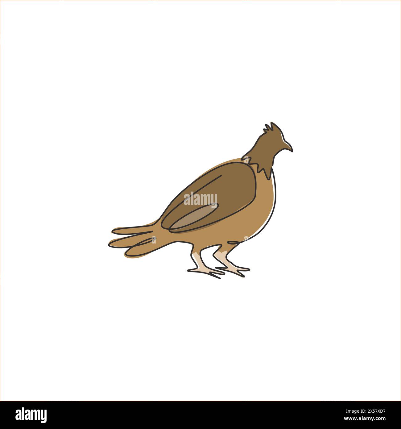 Disegno a linea singola continua di un uccello di gabbiano carino per l'identità del logo aziendale. Il concetto di mascotte del Game Bird Festival per l'icona della cultura del Regno Unito. Moder Illustrazione Vettoriale
