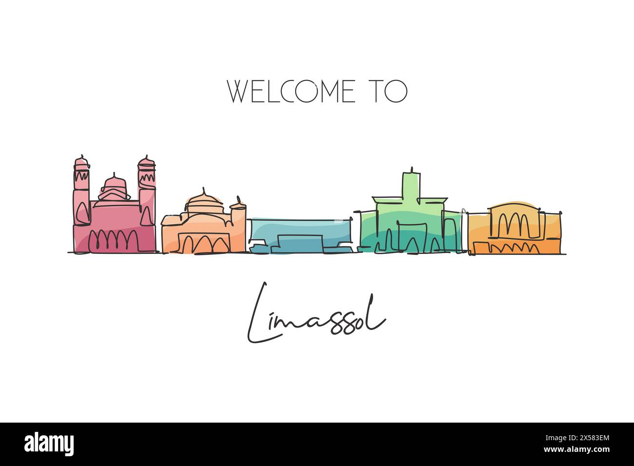 Una linea continua che disegna lo skyline della città di Limassol, Cipro. Splendida cartolina. Turismo paesaggistico mondiale e vacanza di viaggio. Elegante e modificabile Illustrazione Vettoriale Una linea continua che disegna lo skyline della città di Limassol, Cipro. Splendida cartolina. Turismo paesaggistico mondiale e vacanza di viaggio. Elegante e modificabile Illustrazione Vettoriale