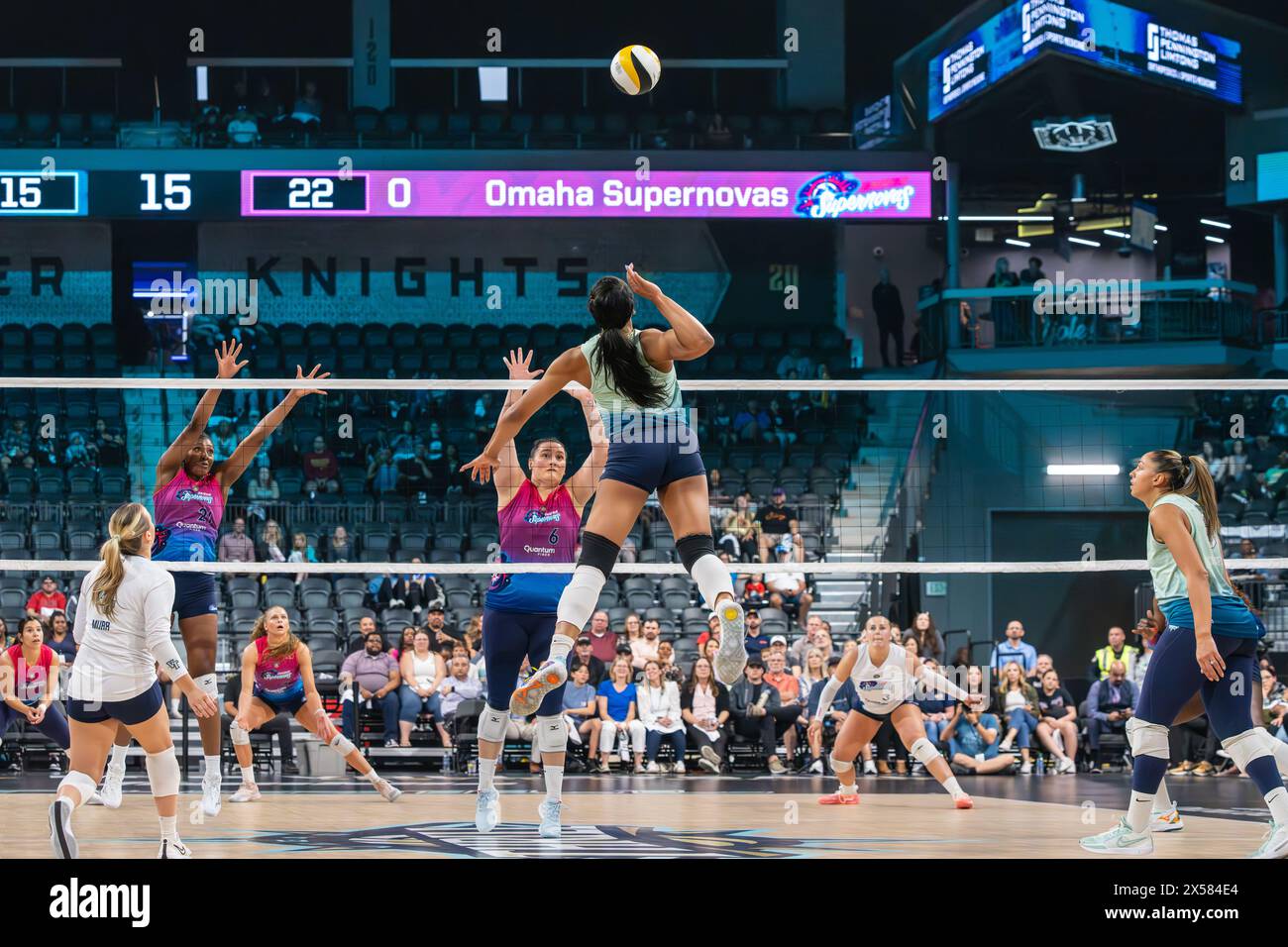 Vegas Thrill player Spiking Foto Stock