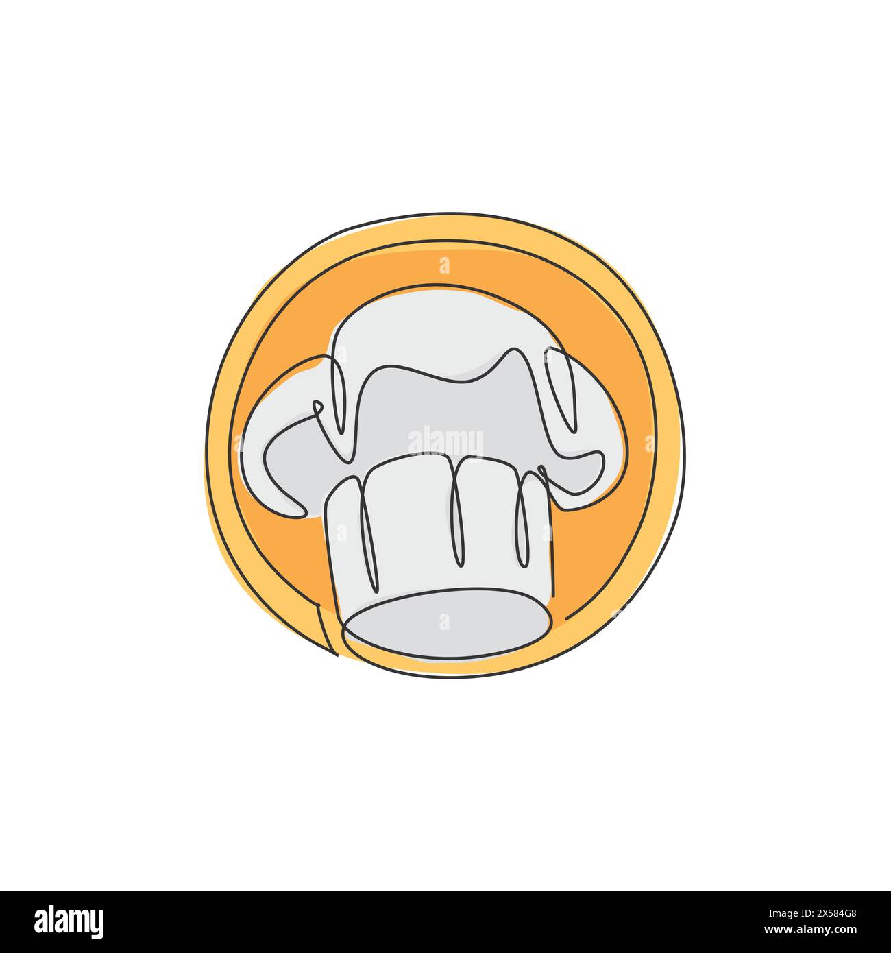 Un disegno a linea singola di cappello o cappello in uniforme dello chef per l'illustrazione grafica vettoriale del logo del ristorante. Concetto distintivo di logotipo di caffè e ristorante. Moderno Illustrazione Vettoriale