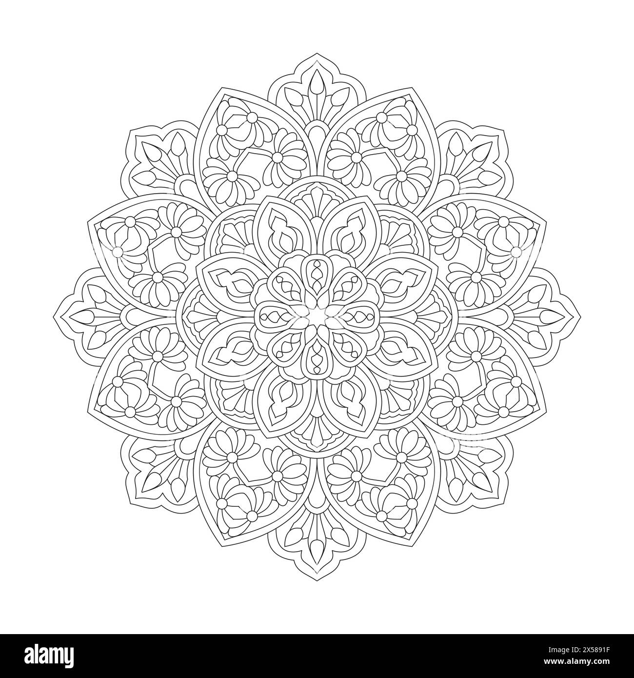 Pagina dei libri da colorare con le spirali calmanti per l'interno del libro kdp. Pagine Easy Mandala da colorare per adulti per rilassarsi, esperienze danno sollievo. V ridimensionabile Illustrazione Vettoriale