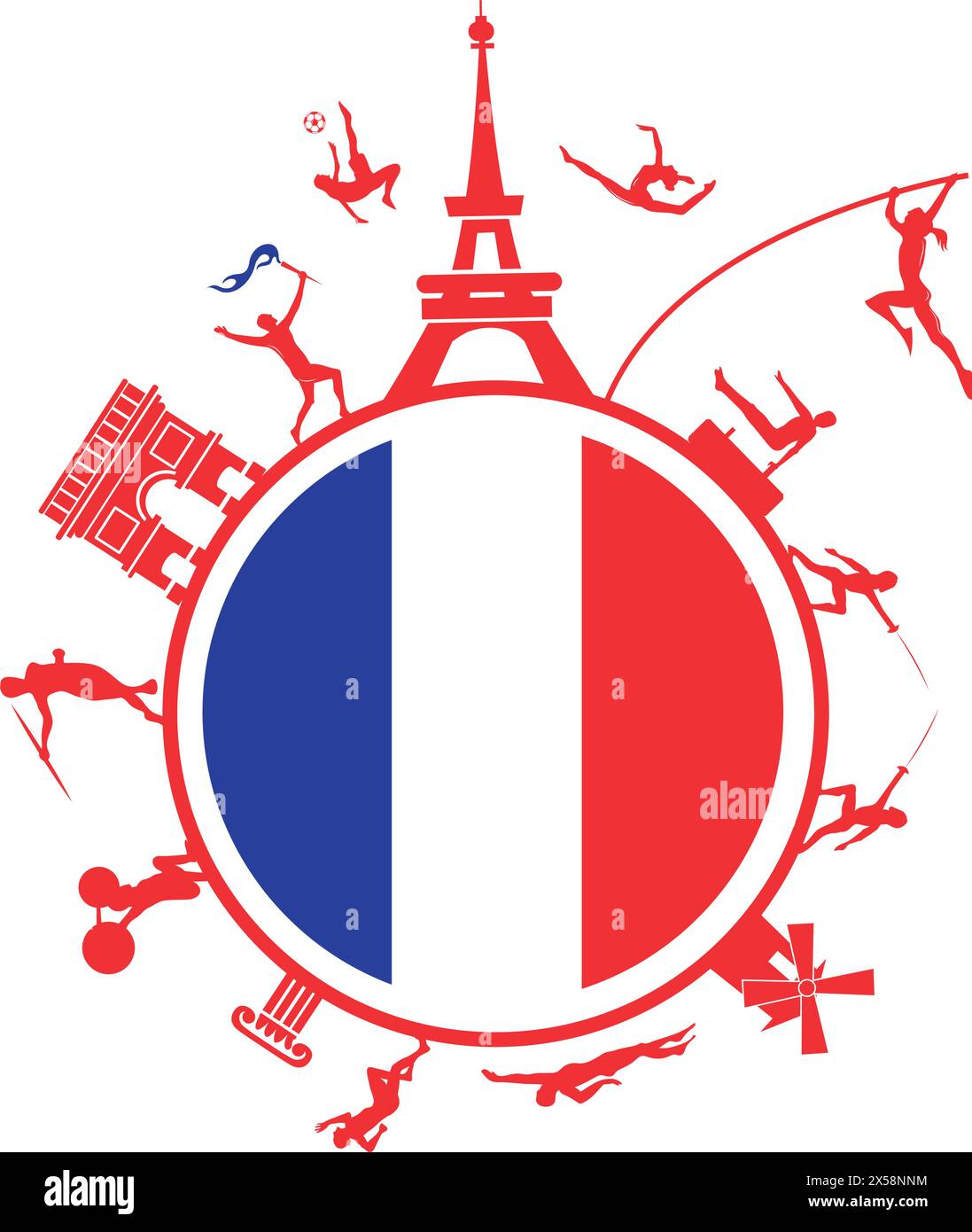 Giochi sportivi in francia 2024. Illustrazione vettoriale Illustrazione Vettoriale