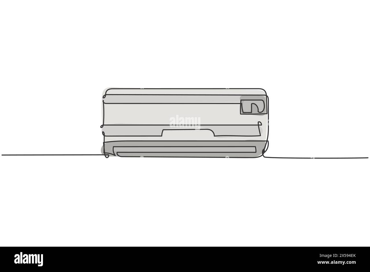 Disegno a linea singola continua di condizionatore a parete utensili domestici. Concetto di elettrodomestici per soggiorno elettronico. Design moderno a una linea Illustrazione Vettoriale