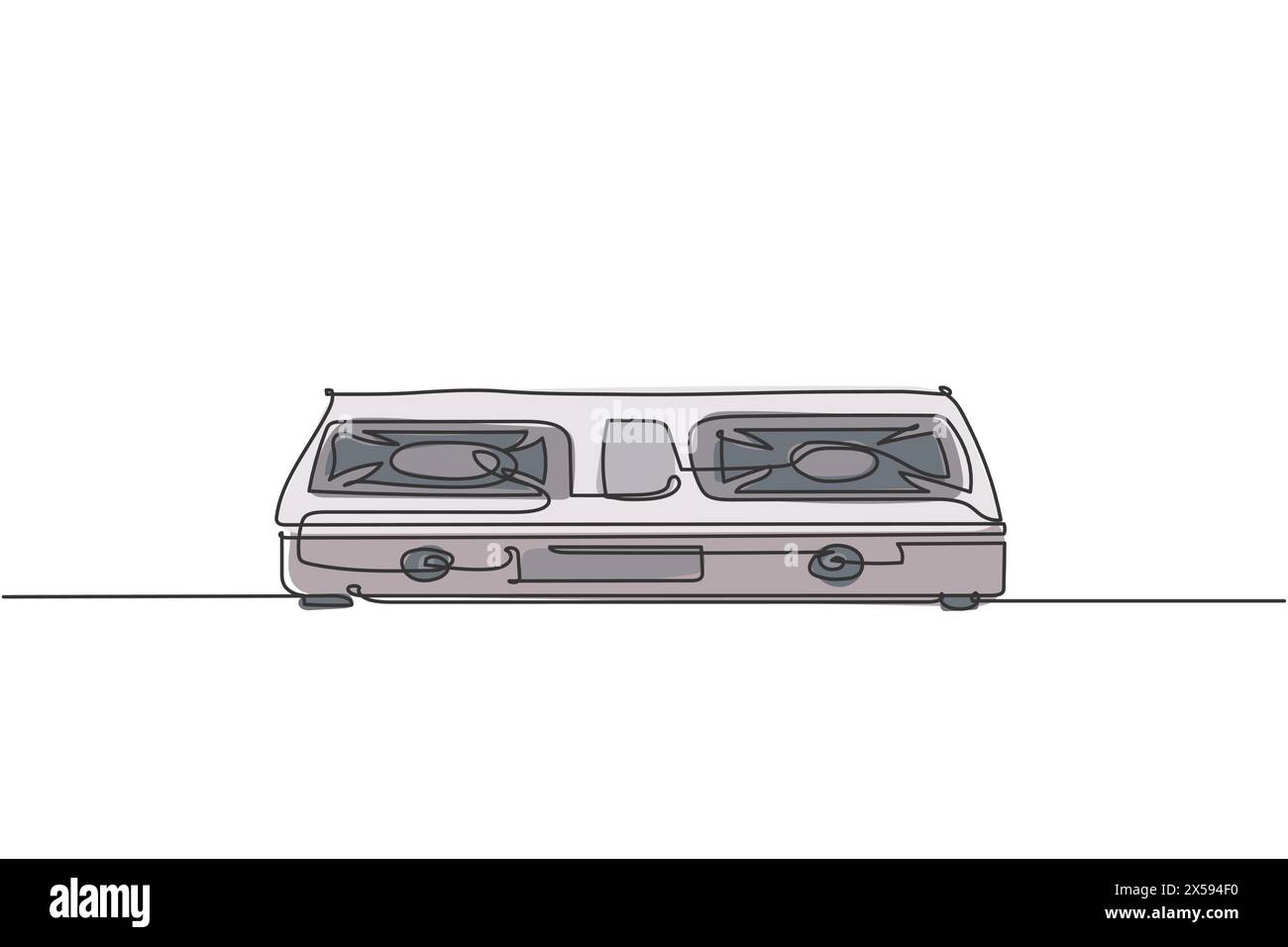 Disegno a linea continua singola di fornelli a gas utensili domestici. Utensili da cucina elettronici per elettrodomestici. Design grafico moderno a una linea vecto Illustrazione Vettoriale