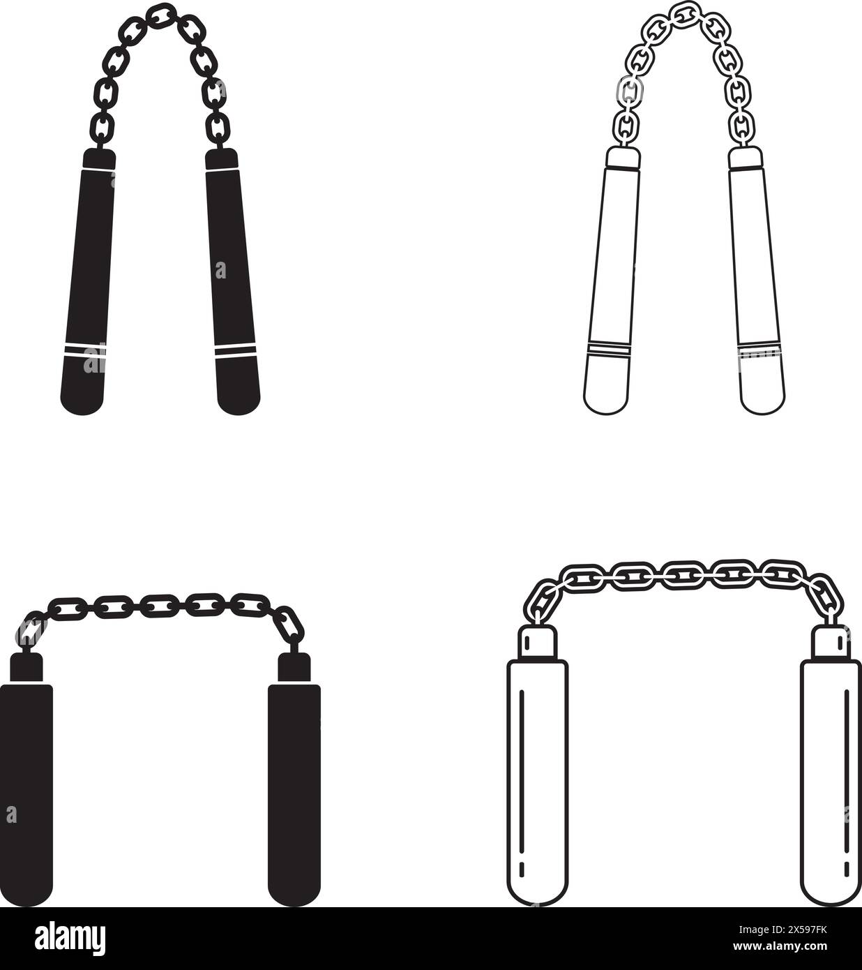 Icona nunchaku illustrazione vettoriale disegno del simbolo Illustrazione Vettoriale