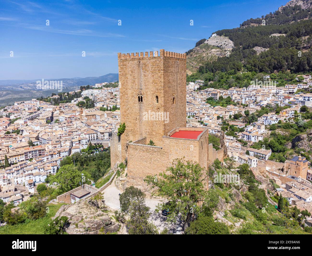 Castillo de la Yedra - castello dei quattro angoli - città di Cazorla, Parco naturale delle Sierras de Cazorla, Segura e Las Villas, provincia di Jaén, Andalus Foto Stock