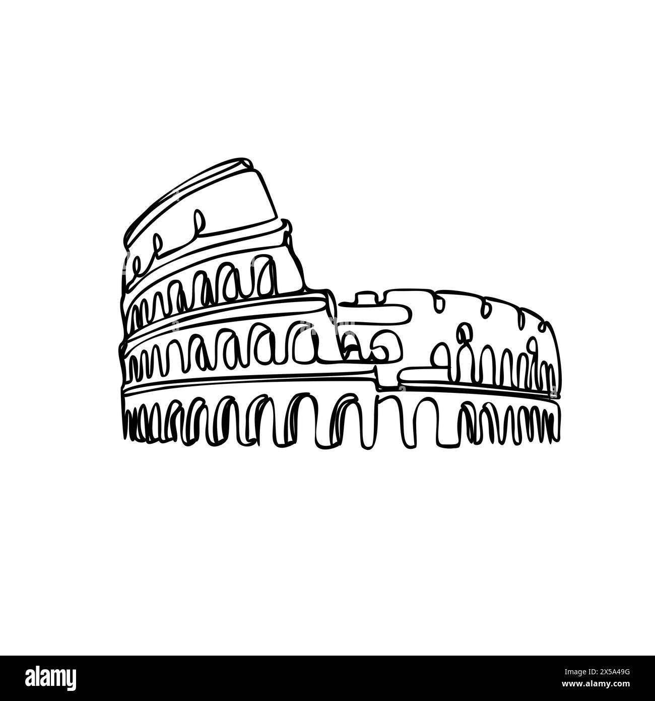 Line ART logo vettoriale della città di Roma. Illustrazione vettoriale del logo Colosseo Illustrazione Vettoriale