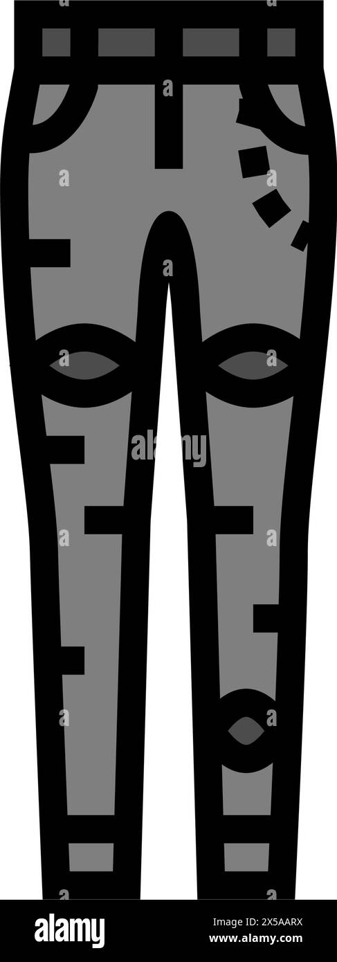 illustrazione vettoriale dell'icona del colore di stampa dei jeans skinny Illustrazione Vettoriale